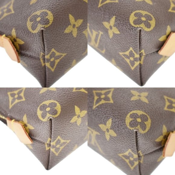 AUTH LOUIS VUITTON Pochette Cosmetic Pouch Bag Monogram Leather Brown - Picture 6 of 10